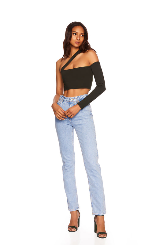 crop one shoulder strap top